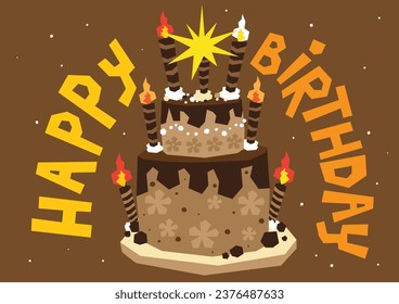 Vector hand drawn birthday cake