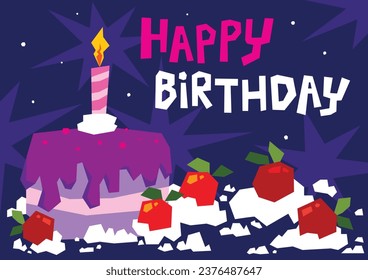 Vector hand drawn birthday cake