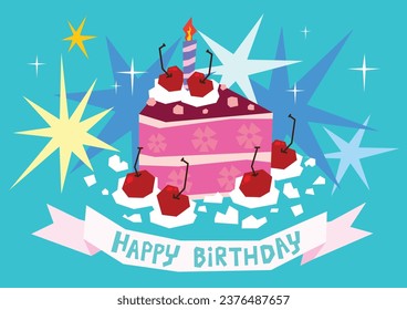 Vector hand drawn birthday cake