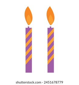 Vector hand drawn birthday cake candle with burning flame vector design element in cartoon.