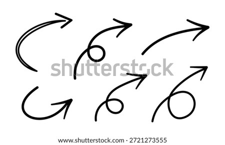 Vector Hand Drawn Black Arrow Icon Set