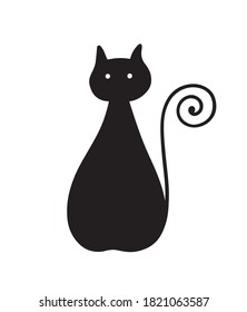 Vector hand drawn black cat 
