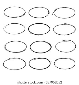 Vector hand drawn black circle set