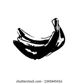 Vector hand drawn black color sketch of banana on white background