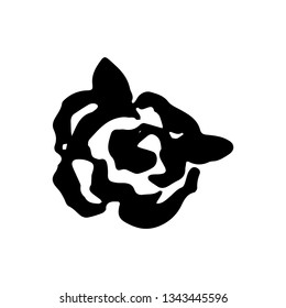 Vector hand drawn black color old school tattoo rose on white background