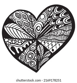 Vector Hand Drawn Black Hearts Zentangle Stock Vector (Royalty Free ...