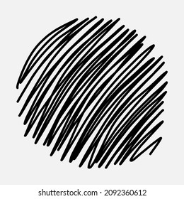 Vector hand drawn black marker sketch round sphere doodle isolated on white background