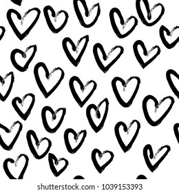 Vector hand drawn black and white seamless pattern in grunge style. Brush stroke, geometric shapes ornament illustration. Good for packaging paper, wallpaper and print design, etc.