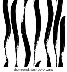 Vector hand drawn black and white seamless pattern in grunge style. Brush stroke, geometric shapes ornament illustration. Good for packaging paper, wallpaper and print design, etc.