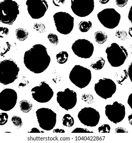 Vector hand drawn black and white seamless pattern in grunge style. Brush stroke, geometric shapes ornament illustration. Good for packaging paper, wallpaper and print design, etc.