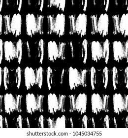 Vector hand drawn black and white seamless pattern in grunge style. Brush stroke, geometric shapes ornament illustration. Good for packaging paper, wallpaper and print design, etc.