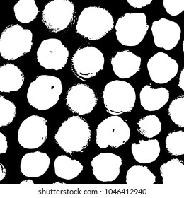 Vector hand drawn black and white seamless pattern in grunge style. Brush stroke, geometric shapes ornament illustration. Good for packaging paper, wallpaper and print design, etc.