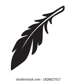 Vector hand drawn black and white feather