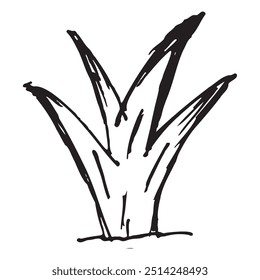 Vector dibujado a mano negro y blanco de la hierba de dibujos animados