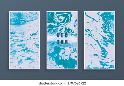 Vector hand drawn blue oil texture with wave, marble effect. Water waves, liquid style. Isolated background illustration.