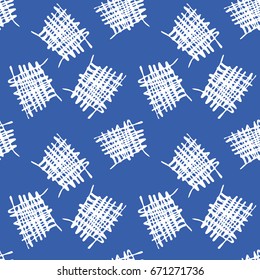 Vector hand drawn blue and white seamless pattern