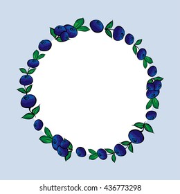 Vector hand drawn blueberries label. 