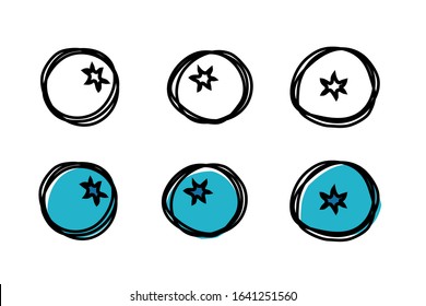 Vector hand drawn blueberries and version colored in misprint style. Line art illustration