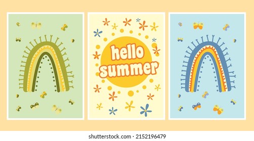 Clíparte de boho dibujado a mano vectorial para decoración de vivero con arcos adorables. Perfecto para la ducha de bebé, cumpleaños, fiesta para niños. Gráficos de vivero escandinavos neutros en cuanto al género