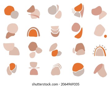 Vector hand drawn boho elements for decoration. Bohemian symbols with spots. Perfect for clothing prints, social networks design, greeting cards, icons