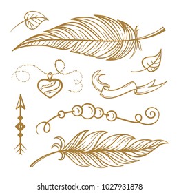 Vector hand drawn boho style elements set