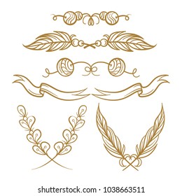 Vector hand drawn boho style elements set