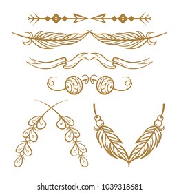 Vector hand drawn boho style elements set