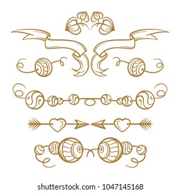 Vector hand drawn boho style elements set