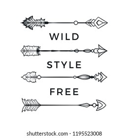 Vector hand drawn boho style arrows.
