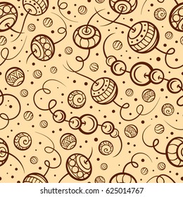 Vector hand drawn boho style beads seamless pattern
