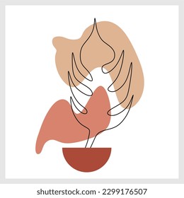 Vector hand drawn boho wall decor background. Pastel color aesthetic floral design. prints for wall art, interiors, wallpapers, covers