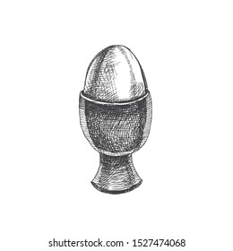 vector hand drawn boiled egg illustration. sketch of breakfast meal. food design template