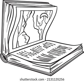 libro dibujado a mano vectorial en estilo doodle. Abrir libros aislados en blanco.