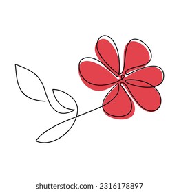 Vector hand drawn botanical icon. Flower leaves contour silhouette. One line continuous drawing. Floral design, abstract print, beauty branding, card, poster, logo. Minimal contemporary illustration.