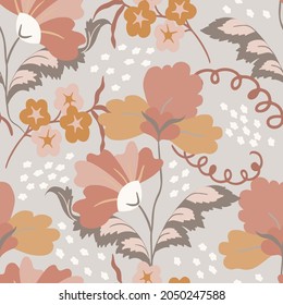 Vector hand drawn botanical seamless pattern background