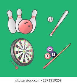 Guión de los vectores dardos de boliche billar pegatinas de equipos deportivos de béisbol