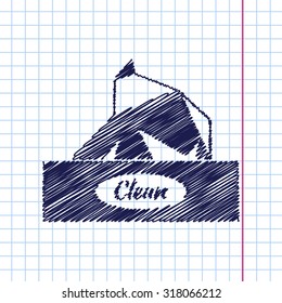 Vector hand drawn box with napkin on copybook 
