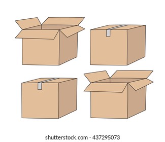 Vector hand drawn boxes. Free shipping concept sketch