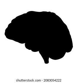 Vector hand drawn brain silhouette isolated on white background