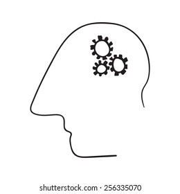 handgezeichnetes Hirntraining auf weißem Hintergrund