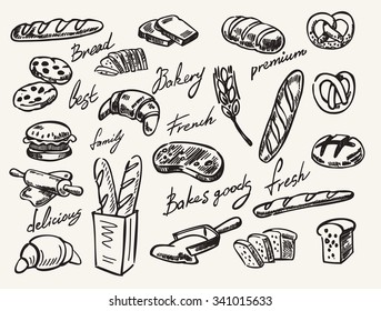 Vector Hand Drawn Bread Icon Sketch Doodle