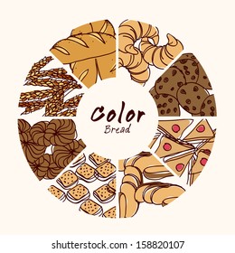 vector hand drawn bread set background color