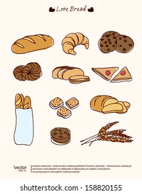 vector hand drawn bread set 