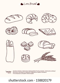 vector hand drawn bread set 