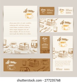 Vector hand drawn breakfast and branch backgrounds set. Menu illustration.