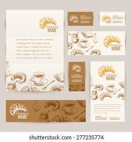 Vector hand drawn breakfast and branch backgrounds set. Menu illustration.