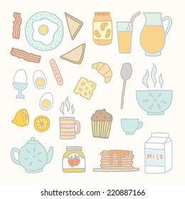 Vector hand drawn breakfast food