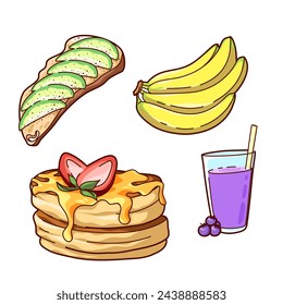 Vector hand drawn breakfast food collection