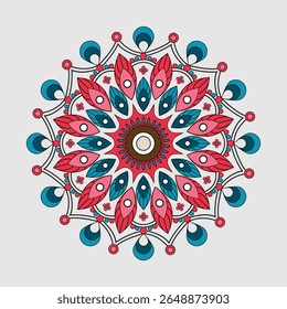 Vector hand drawn bright coloring doodle mandala organic shapes design. Ethnic mandala with colorful tribal ornament