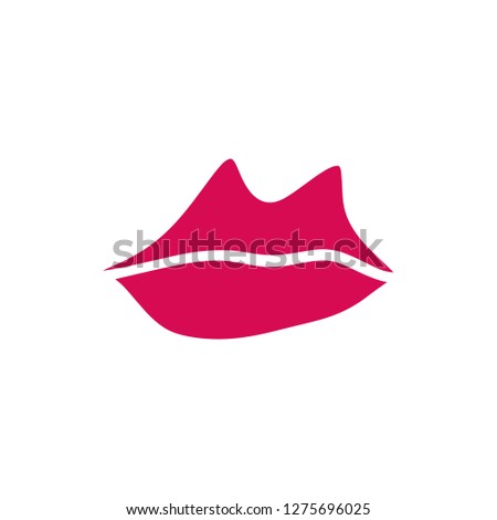 Vector hand drawn bright lips symbol, logo. Picture, label, print for clothes and other, element for design and other.
